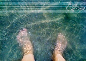 pieds dans eau océan