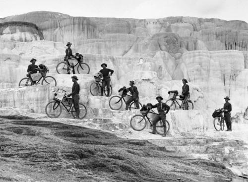 Frank Jay Haynes / Bicycle Corps at Minerva Terrace, Yellowstone... Frank Jay Haynes / Bicycle Corps at Minerva Terrace, Yellowstone...