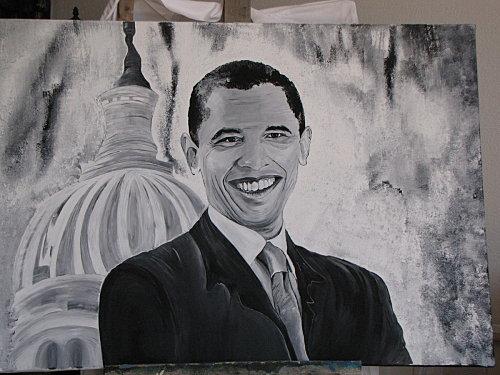 Portrait de Barack OBAMA (mes oeuvres N°7) mes-oeuvres 0006