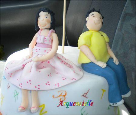 Gâteau école / collège pour la classe de ma grande fée. Déco Pâte à sucre. Gâteau école, collège modelages détails