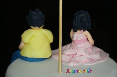 Gâteau école / collège pour la classe de ma grande fée. Déco Pâte à sucre. Gâteau école, collège modelages détails dos