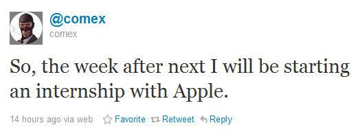 Nicholas Allegra, alias Comex, stagiaire chez Apple Nicholas Allegra, alias Comex, stagiaire chez Apple