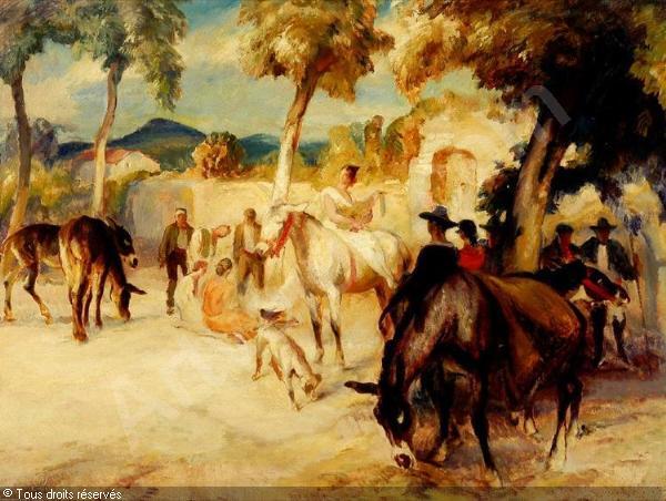 keller-henry-george-1870-1949-gypsy-entertainers Aquarellistes américains reconnus, nés ou disparus au 20 ème siècle – Partie 1/2 Rex Brandt -Mario Cooper – J.W.S. Cox – Phil Dike – Ted Kautzky – Henry G. Keller – Dong Kingman -John Pike – Fairfield Porter – Charles Marion Russell
