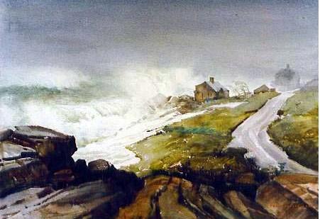 Kautsky The Northeaster, Cape Ann - 1945 Aquarellistes américains reconnus, nés ou disparus au 20 ème siècle – Partie 1/2 Rex Brandt -Mario Cooper – J.W.S. Cox – Phil Dike – Ted Kautzky – Henry G. Keller – Dong Kingman -John Pike – Fairfield Porter – Charles Marion Russell