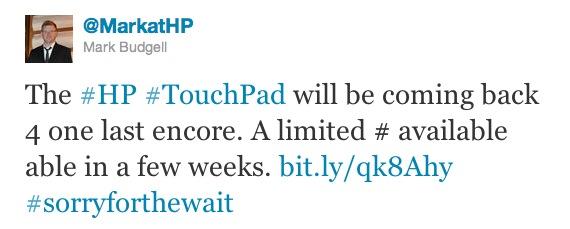 hp-touchpad-twitter hp touchpad twitter La production dHP TouchPad temporairement relancée