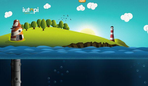 Les illustrations dans les sites web, 40 exemples absolument fantastiques Iutopi - site avec illustration