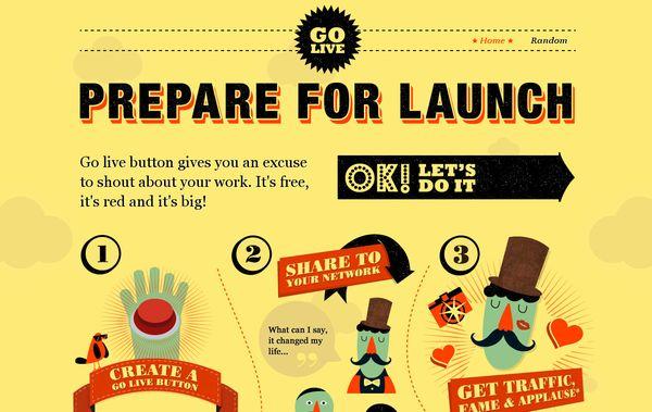 Les illustrations dans les sites web, 40 exemples absolument fantastiques golivebutton - site avec illustration