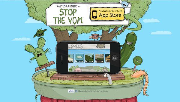 Les illustrations dans les sites web, 40 exemples absolument fantastiques stopthevom - site avec illustration