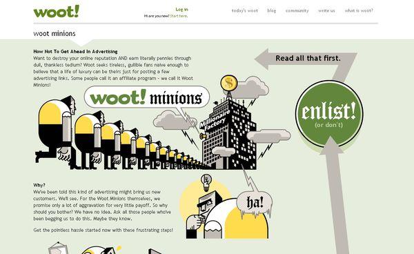 Les illustrations dans les sites web, 40 exemples absolument fantastiques woot - site avec illustration