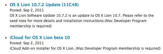 icloud Nouvelles bêtas: OS X Lion 10.7.2 et iCloud
