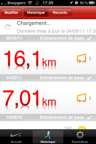 Synchronisation Nike+ bidirectionnelle dans l’appli Nike+GPS