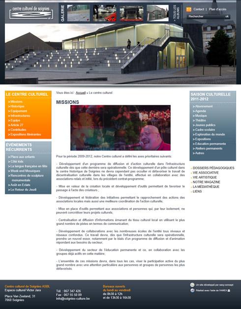 Mise en ligne du nouveau site Internet du Centre Culturel de Soignies Mise en ligne du nouveau site Internet du Centre Culturel de Soignies