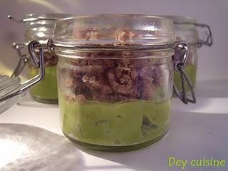 Verrines purée de petit pois & boeuf aux épices douces