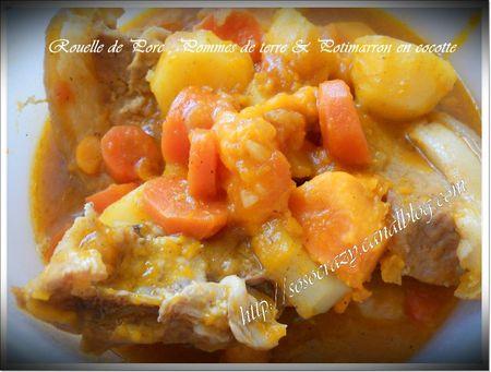 Rouelle de porc, pommes de terre & potimarron en cocotte rouelle