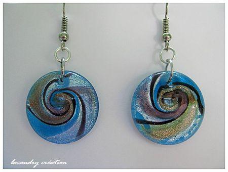 Lundi c'est la vie en bleu boucles d'oreilles verre style murano bleu et or lcb