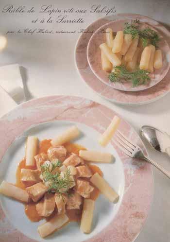 r Rable de lapin rôti aux salsifis et à la sariette
