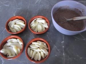 poire et préparartion au cacao