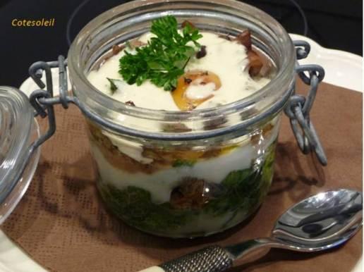 Oeuf cocotte cèpes et épinards OEUF COCOTTE AUX CEPES & SA CREME AU PARMESAN