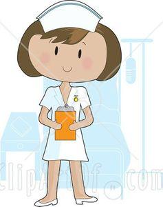 y-Female-Nurse-Wearing-A-White-Uniform-And-Holding-A-Clipboard-While-Standing-In-Front-Of-A-Patients-Bed-In-A-Hospital-Room-Clipart-Illustration-Image