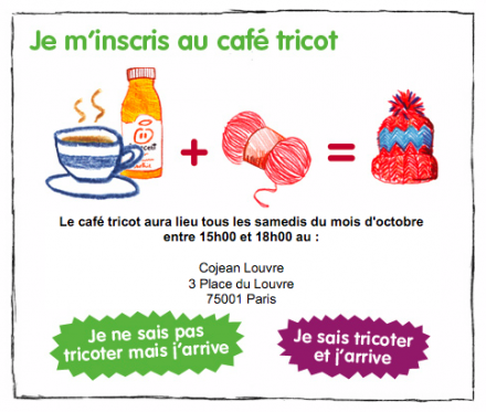 Smoothies Innocent et Café Cojean Louvre-Rivoli: quand tricoter devient une bonne action…