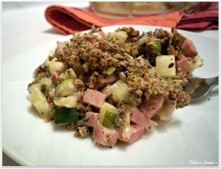 Crumble croquant aux pistaches, courgette & jambon au fromage crumble pistaches 3