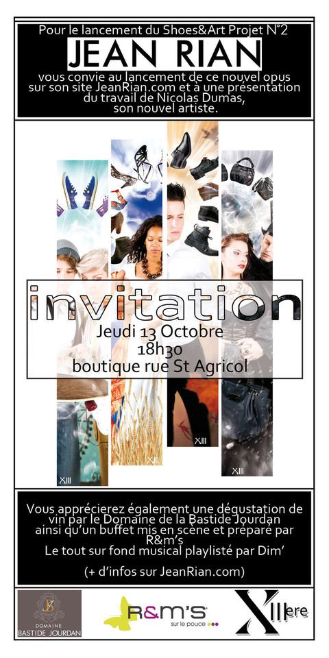 Le 13 Octobre : Jean Rian Avignon vous invite au Lancement du Shoes & Art Projet N°2 par Nicolas Dumas