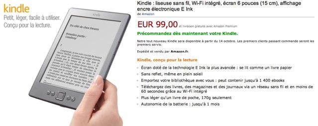 Le Kindle est disponible sur Amazon.fr à 99€ [MAJ]