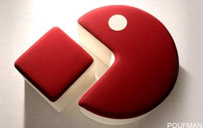 Le canapé, pouf en version Pac-Man plus distingué : Le PoufMan ! Le canapé, pouf en version Pac-Man plus distingué : Le PoufMan !