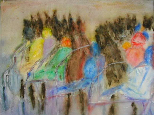 Trot attélé Les courses hippiques – Aquarelles