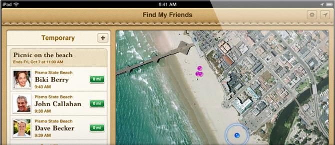 Find My Friends (Localiser mes amis) disponible sur iPhone et iPad...