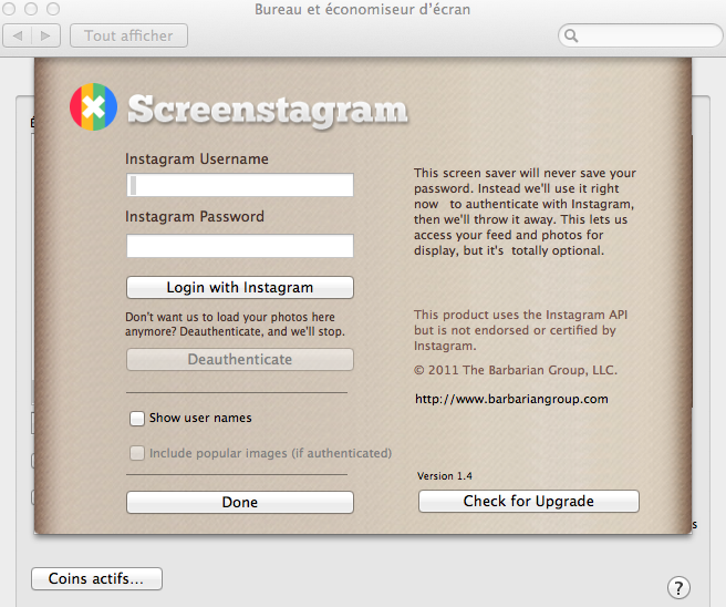 Screeny Shot 12 oct. 2011 14.30.541 Screenstagram: Instagram devient un économiseur décran pour votre Mac