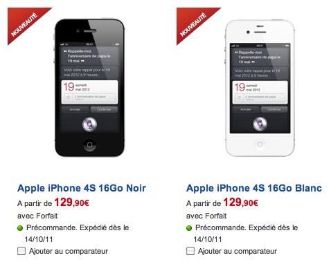 FLASH – SFR propose l’iPhone 4S à partir de 129,90 €