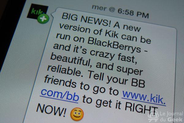 kik bb Kik Messenger arrive sur BlackBerry