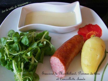 Saucisse de Montbéliard pommes de terre et cancoillotte chaude