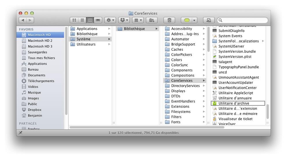 Archive mac 1 Panneau cache archivage Mac
