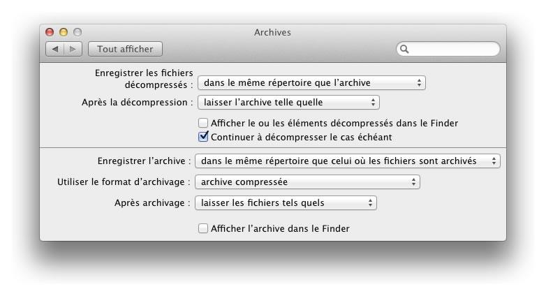 Archive mac 5 Panneau cache archivage Mac