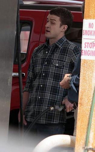 Justin Timberlake sur le plateau de tournage du film ”The Open Road”