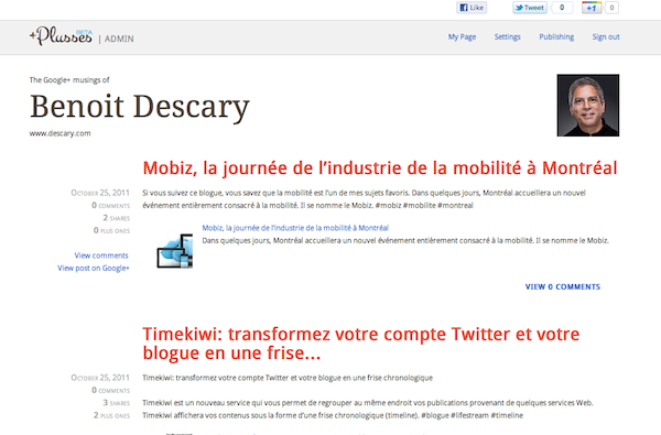 plusses plusses Plusses transforme automatiquement Google+ en un blogue