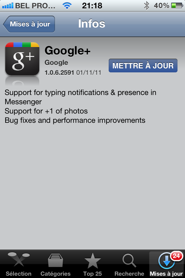 Mise-à-jour pour Google+ Mise-à-jour pour Google+