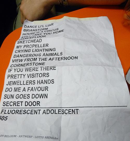 Setlist du concert des Arctic Monkeys à Anvers il y a deux ans,...