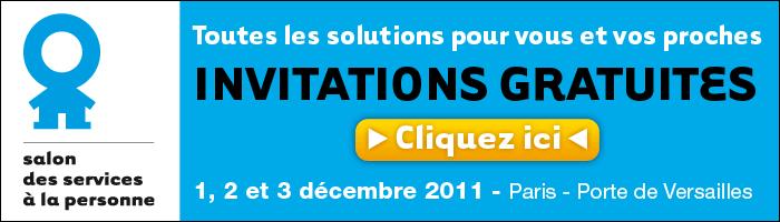 Le salon des services à la personne se tiendra les 1, 2 et 3 décembre 2011 à Paris invitation au salon des services à la personne
