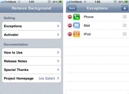 remove-background-screen Remove Background fermé toutes les applications en Multitâche