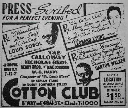 7 novembre 1938, gros succès pour Cab Calloway et les Nicholas Brothers au Cotton Club