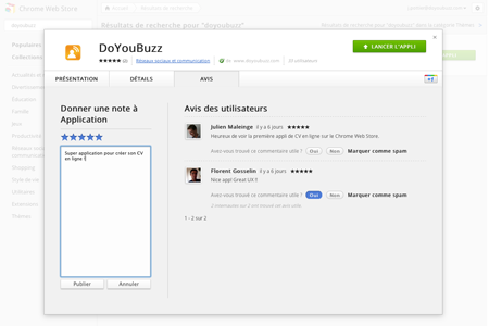 DoYouBuzz sur Google Chrome Webstore : gagnez un compte Premium !