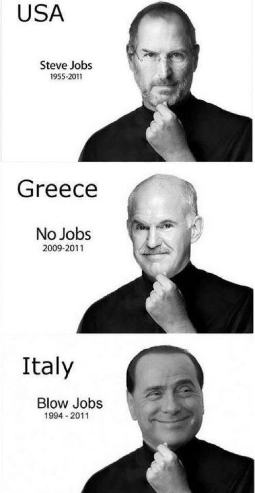 jobs berlusconi papandreou Jobs, Berlusconi et Papandréou sur la même photo
