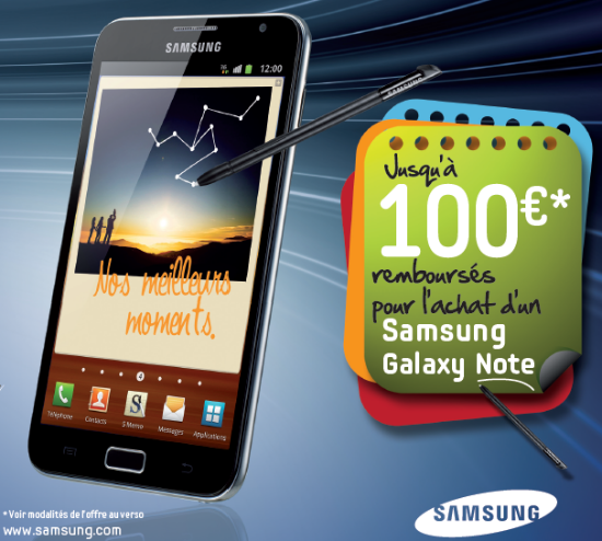 galaxy-note-100eur 100€ remboursés sur tous les Galaxy Notes
