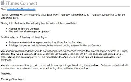 iTunes connect fermera pour Noël iTunes connect fermera pour Noël