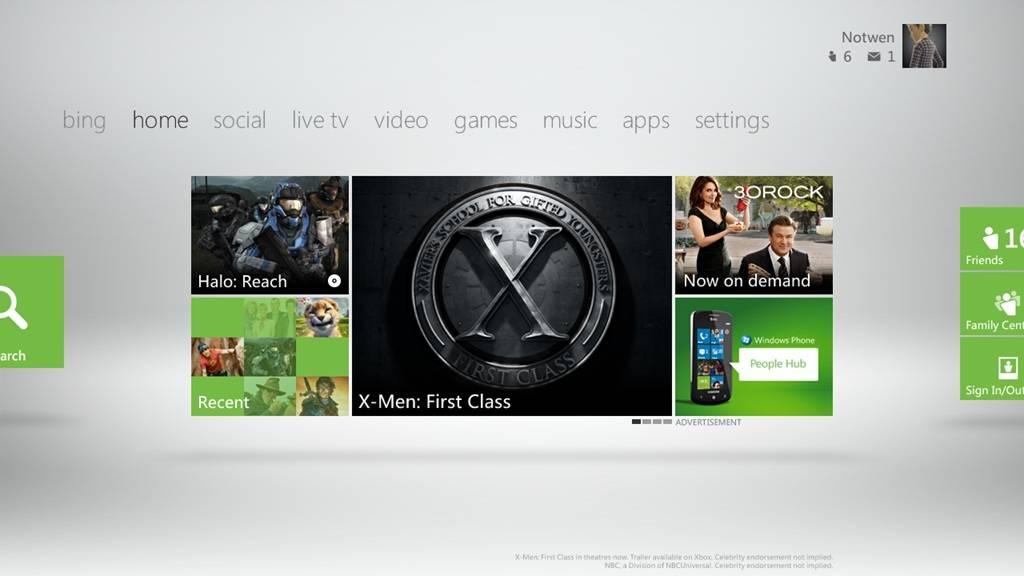 La nouvelle interface Xbox 360 pour le 6 décembre