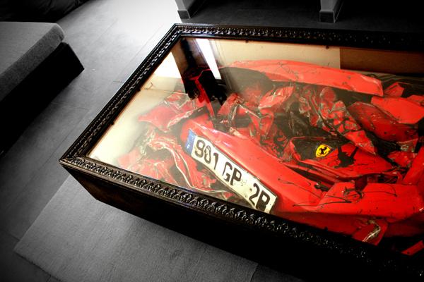 Crashed Ferrari Table by Charly Molinelli Crashed Ferrari Table by Charly Molinelli