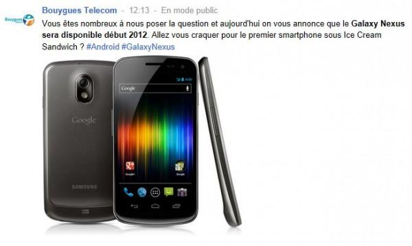 nexus galaxy 600x358 Le Galaxy Nexus chez Bouygues Telecom début 2012 !